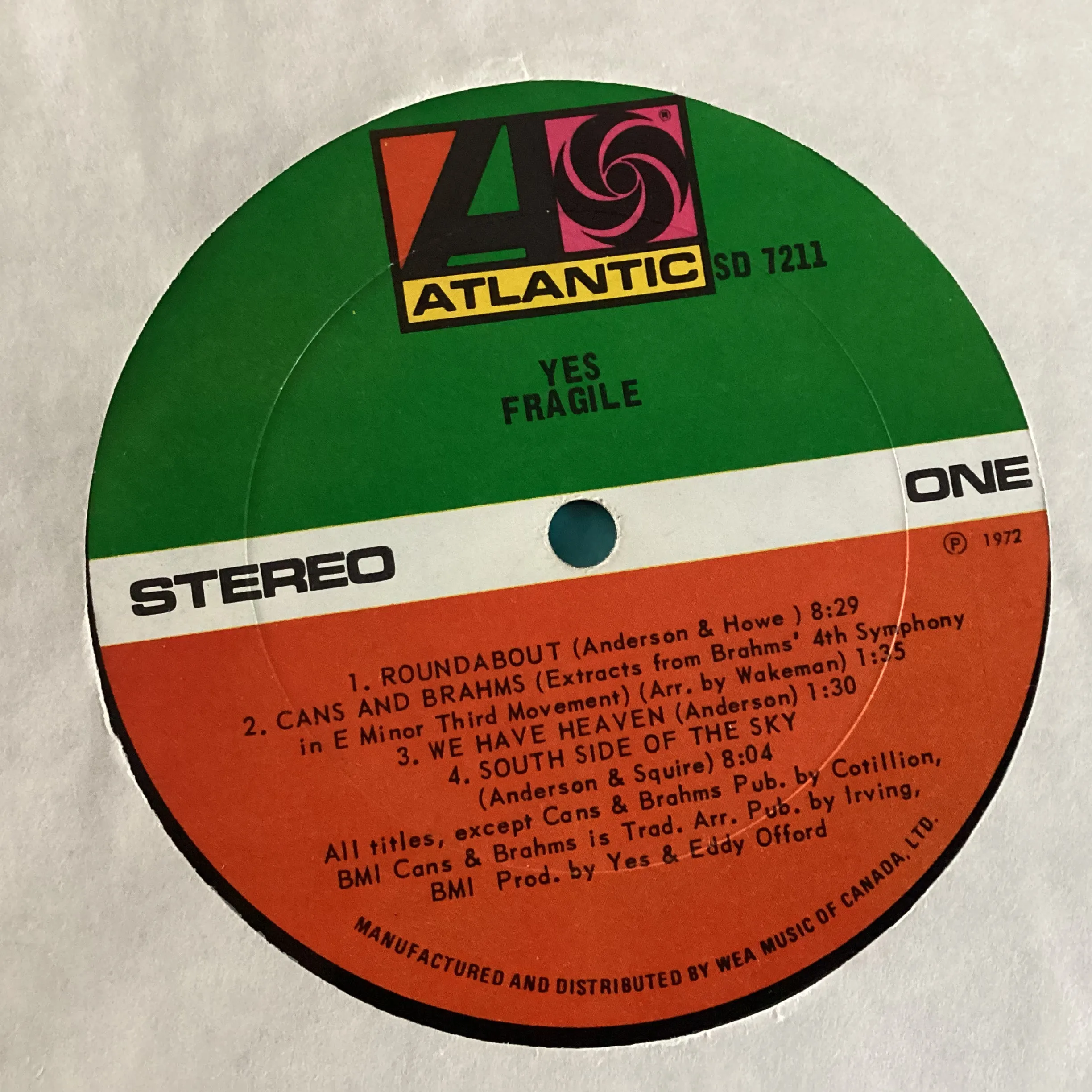 YES = FRAGILE (CDN 1972) (USED)