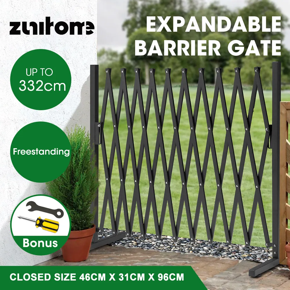 ZUNI Garden Security Fence Gate Expandable Aluminum Barrier Brown/White/Black